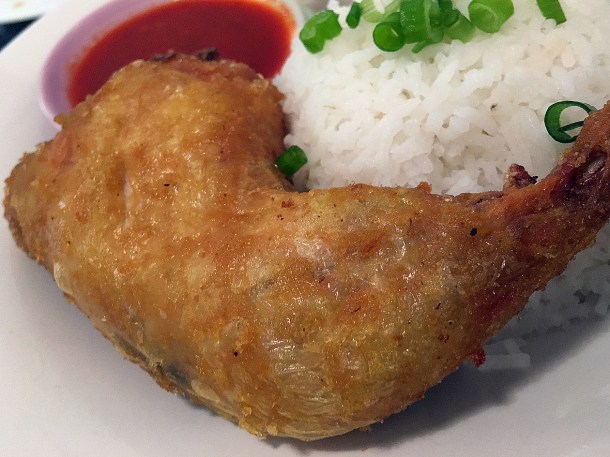 illustrative photo of the ayam peynet fried chicken thigh at Normah's Cafe
