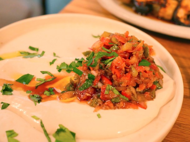 illustrative photo of the grapefruit ezme with tahini at Bubala