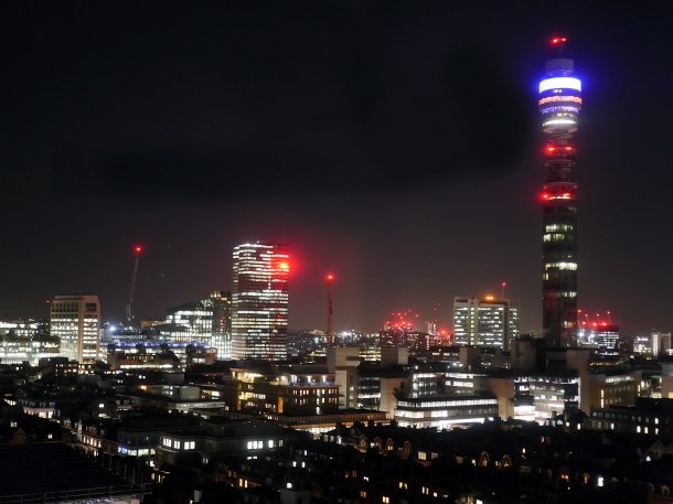 photo of the BT Tower as seen from Madera Treehouse