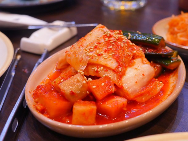 illustrative photo of the cabbage and cucumber kimchi at Soju Reading