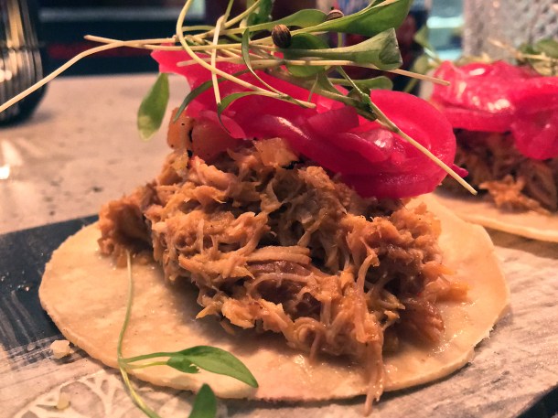 illustrative photo of the chicken mixiote tacos at Madera Treehouse