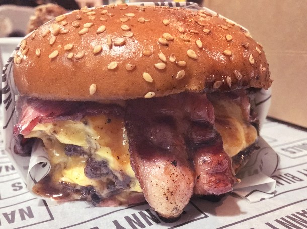illustrative photo of the bacon double cheeseburger from Nanny Bill's at Vinegar Yard