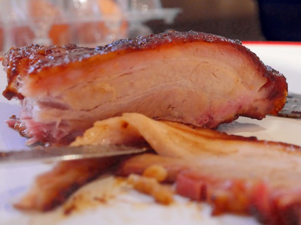 illustrative photo of the smoked pork belly from Smokestak