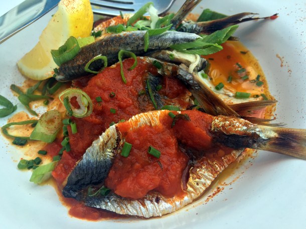 illustrative photo of the sardines with anchovies in tomato and oregano sauce at Mackerel Sky
