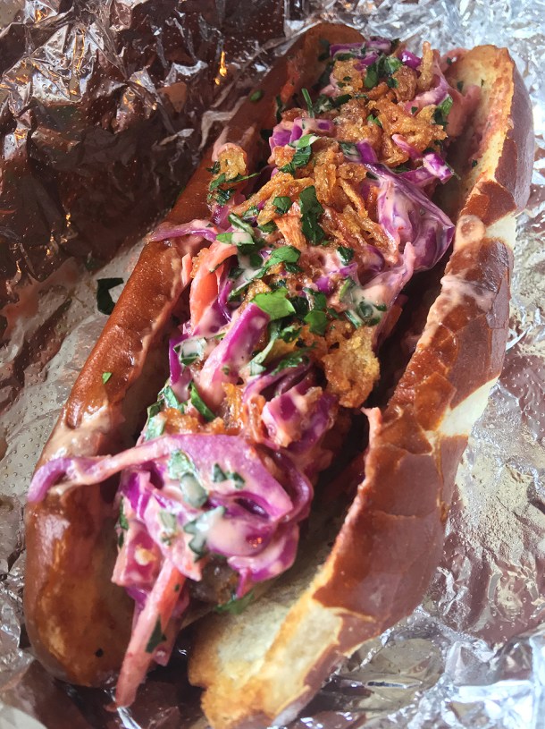 illustrative photo of the takeaway Thai hot dog from Searoom St Ives