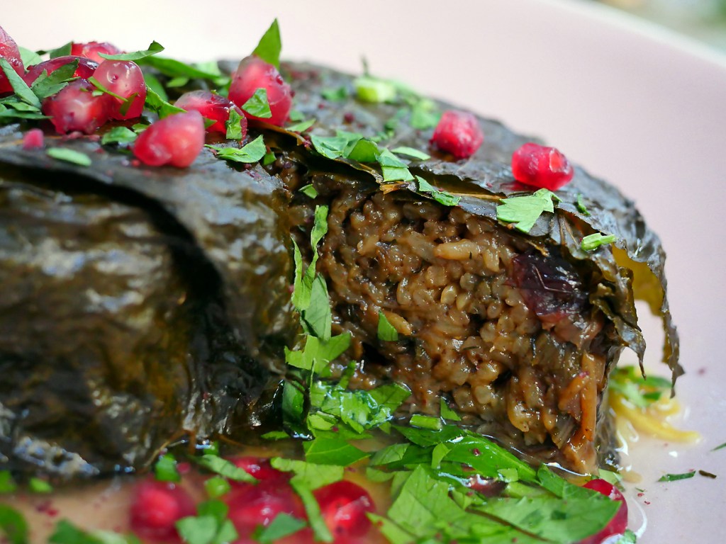 illustrative photo of the grape leaf rice pie at Bala Baya