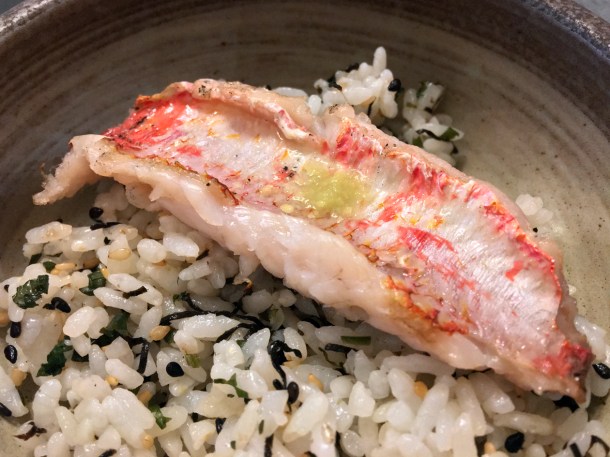 illustrative image of the red mullet on rice at Junsei