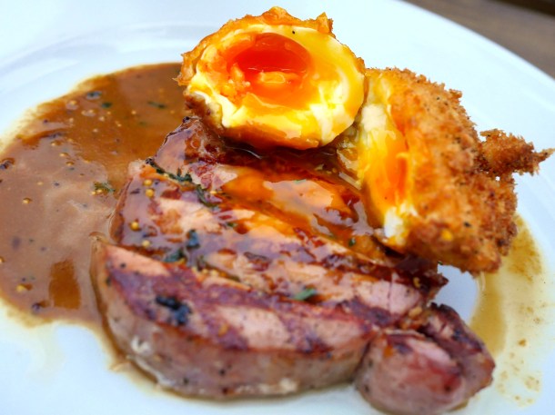 illustrative photo of the scotch egg with bacon loin at Perry Hill Pub