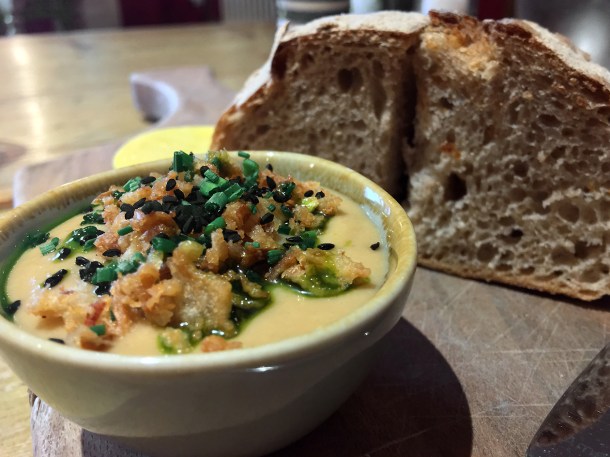 illustrative photo of the bread with butter and hummus at The Felin Fach Griffin