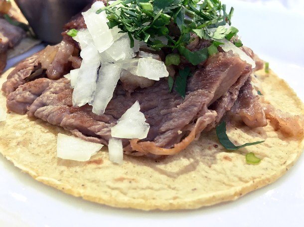 illustrative photo of the special steak tacos at La Chingada