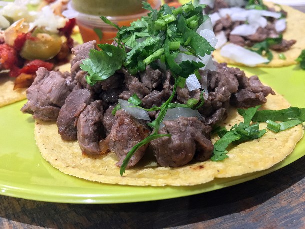 illustrative photos of the steak tacos at La Chingada
