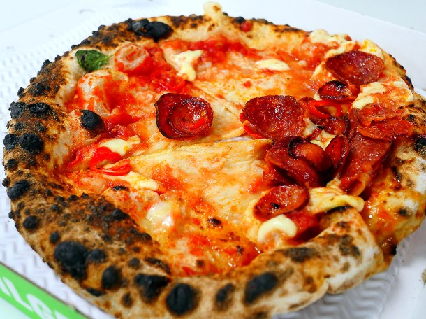 illustrative photo of the double pepperoni and honey pizza from Pizza Pilgrims Waterloo