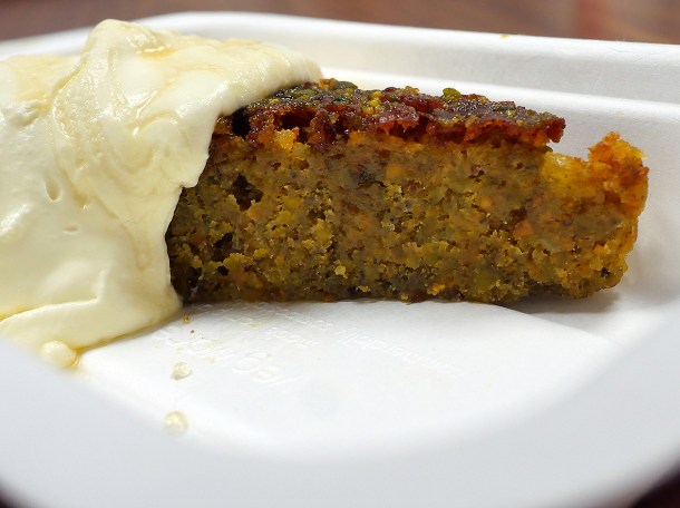 illustrative photo of the pistachio and lemon thyme tart with whipped honey cream from Caravan Bankside