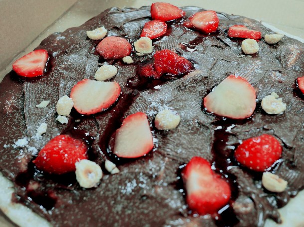 illustrative photo of the strawberry and nutella pizza from Basilico