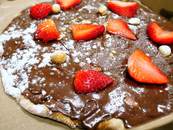 illustrative photo of the strawberry and nutella pizza from Pizza Verde