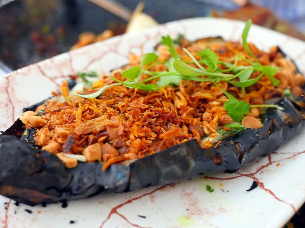 illustrative photo of the grilled aubergine at Lahpet West End