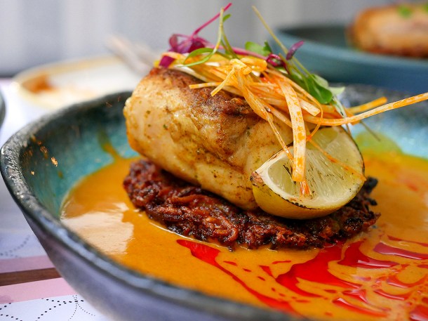 illustrative photo of the hake masala at Lahpet West End
