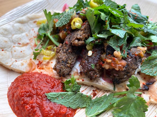 illustrative photo of the plant-based vegetarian kebab at Acme Fire Cult