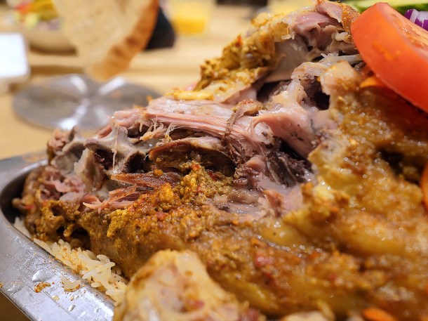 illustrative photo of the lamb sajji with rice at Namak Mandi