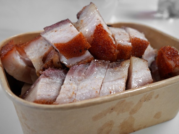 illustrative photo of the crispy roast pork from Four Seasons Chinatown