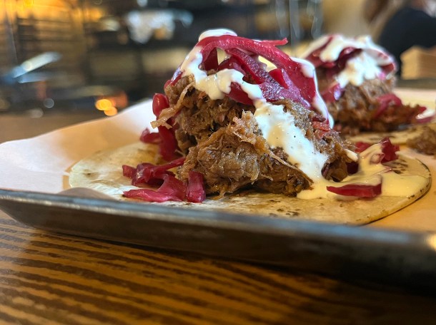 illustrative photo of the beef tacos at Burnt Leyton