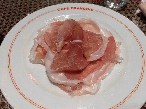 illustrative photo of the Bayonne ham at Cafe Francois