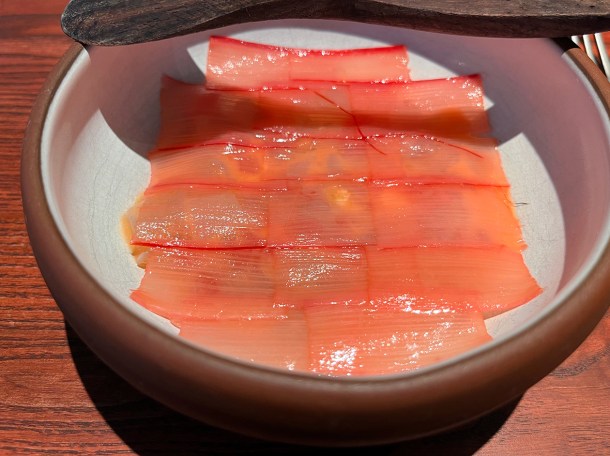 illustrative photo of the ceviche with rhubarb at Fonda