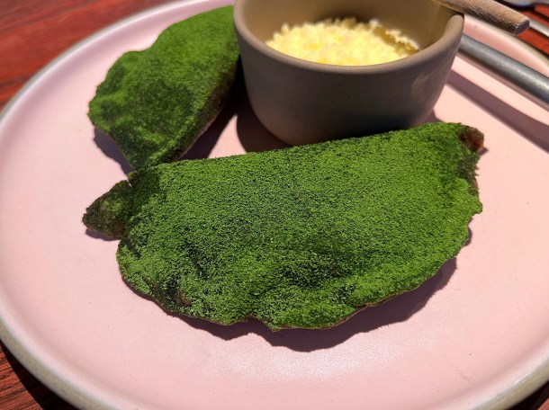 illustrative photo of the quesadilla with dehydrated wild garlic and curds at Fonda