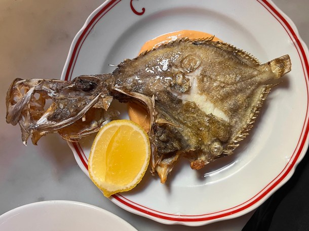 illustrative photo of the fried John Dory with prawn head aioli at Camille
