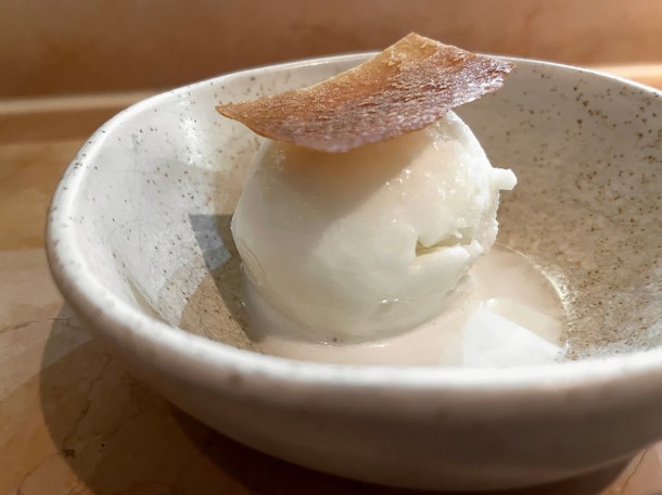 illustrative photo of the lime and coconut sorbet at Akara