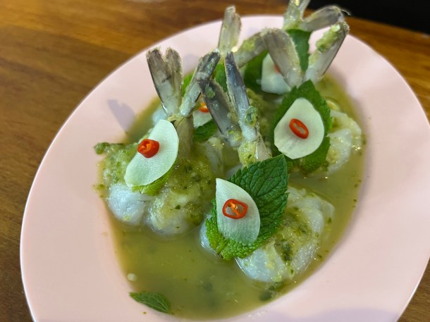 illustrative photo of the prawn ceviche at Speedboat Bar Notting Hill