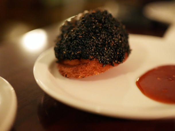 illustrative photo of the prawn and scallop toast at Hausu