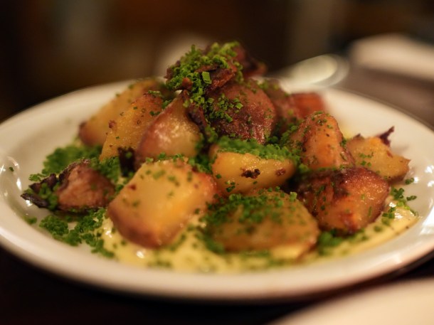 illustrative photo of the ratte potatoes with miso confit garlic at Hausu