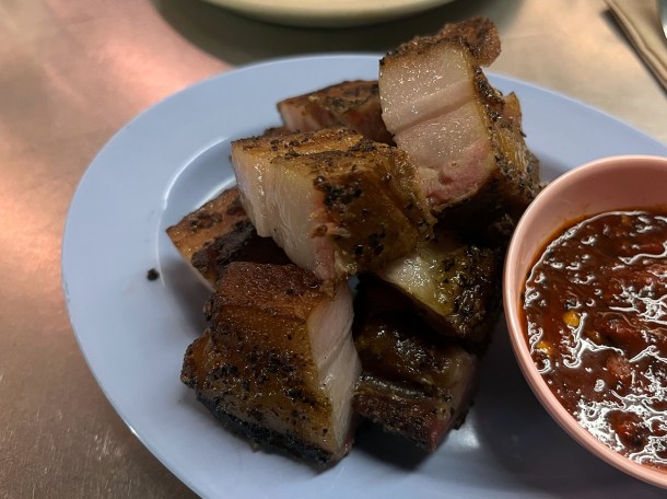 illustrative photo of the smoked pork belly at Singburi Shoreditch